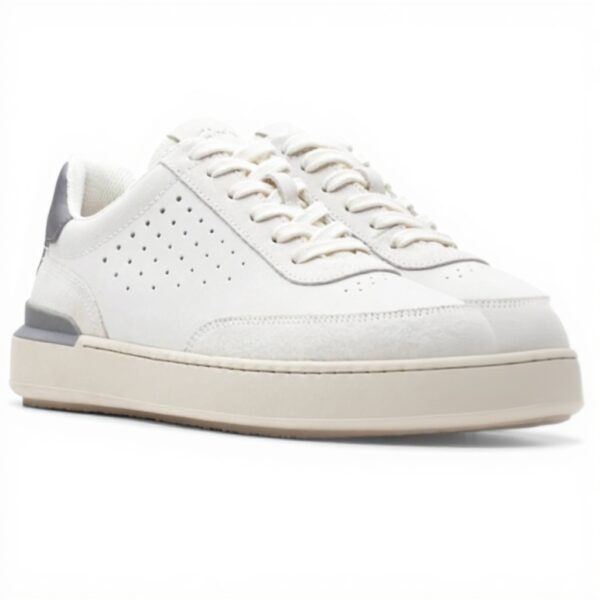Clarks Courtlite Run Sneaker Uomo Nabuk Bianco Comfort