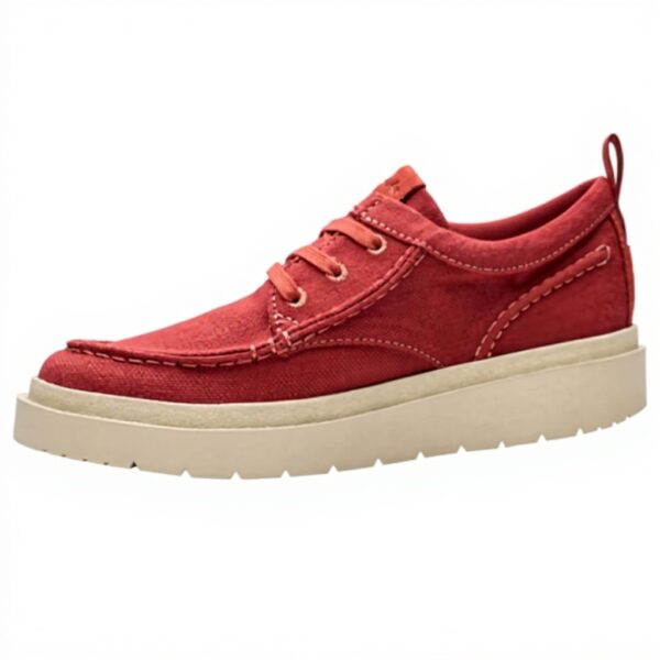 Clarks Polden Moc Uomo Loafer Red Canvas Comodo