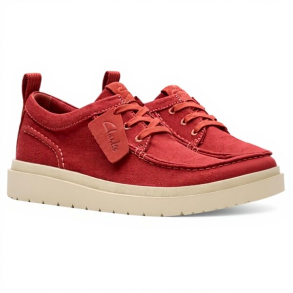 Clarks Polden Moc Uomo Loafer Red Canvas Comodo