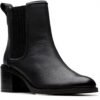 Stivali Chelsea Donna Clarks Pelle Nera Top Chamberly