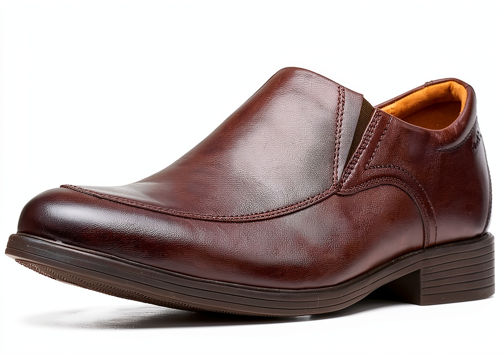 'Mocassino Clarks Whiddon Step in pelle marrone su sfondo neutro'